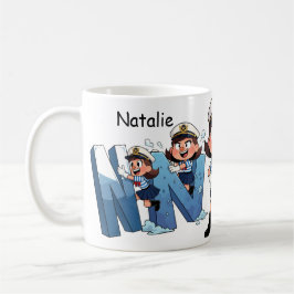 Caneca De Café Personalized  Name Sailor Cartoon Character * N *