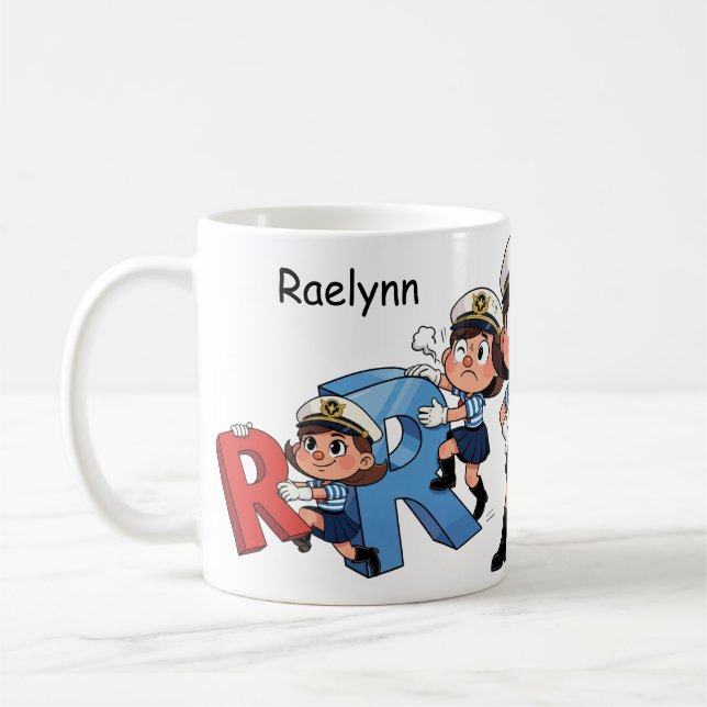 Caneca De Café Personalized  Name Sailor Cartoon Character * R * (Esquerda)
