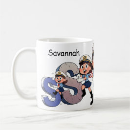 Caneca De Café Personalized  Name Sailor Cartoon Character * S *