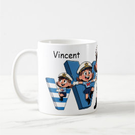 Caneca De Café Personalized Name Sailor Cartoon Character * V * 