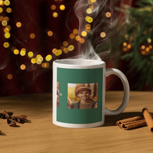 Caneca De Café Personalized Namesake Family Photo and Year Design (Criador carregado)