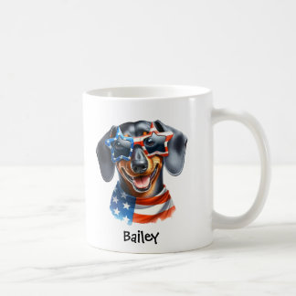 Caneca De Café Personalized Patriotic 4th of July Dachshund Mug