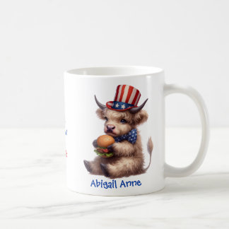 Caneca De Café Personalized Patriotic Baby Highland Cow Coffee