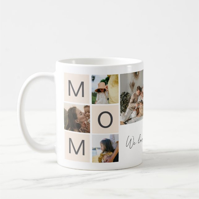 Caneca De Café Personalized Photo Collage Gift for Mother’s Day (Esquerda)