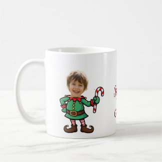 Caneca De Café Personalized Photo Elf Face Funny Custom Christmas