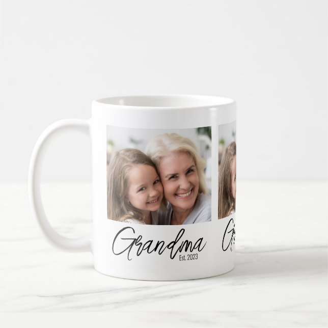 Caneca De Café Personalized Photo Grandma Established Year (Esquerda)
