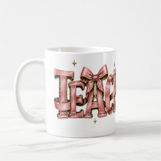 Caneca De Café Personalized Pink Bow Name Mug, Coquette Custom Na