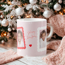 Caneca De Café Personalized Pink Merry Christmas Photo | Fa La La