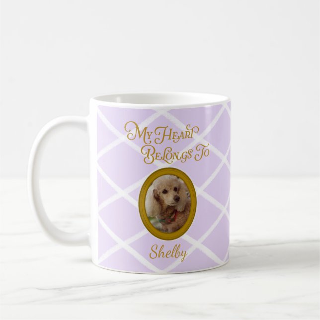 Caneca De Café Personalized Poodle Photo | Lavender Poodle Mom (Esquerda)