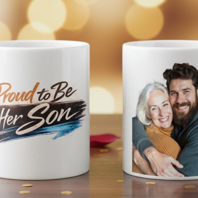 Caneca De Café Personalized Proud to Be Her Son Photo Mug (Criador carregado)