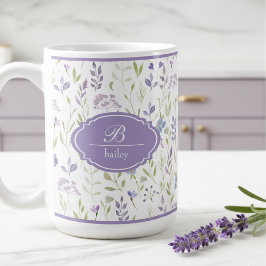 Caneca De Café Personalized Purple Wildflower Mug