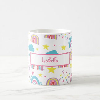 Caneca De Café Personalized Rainbow Mug for Girls with Name