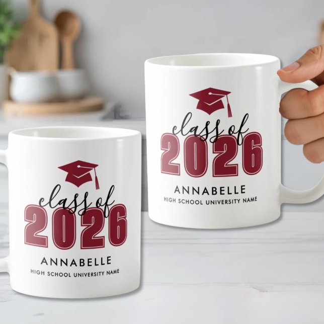 Caneca De Café Personalized Red Graduation (Personalized Red Graduation Coffee Mug)
