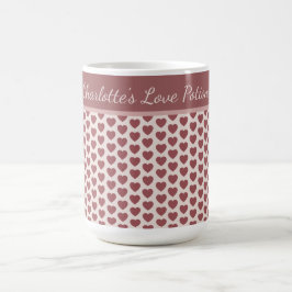 Caneca De Café Personalized Retro Hearts Pink Burgundy
