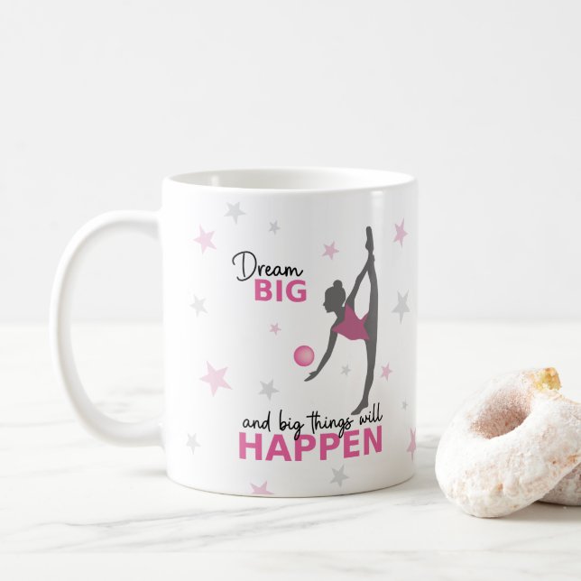 Caneca De Café Personalized Rhythmic Gymnast Dream Big Coffee Mug (Com Donut)