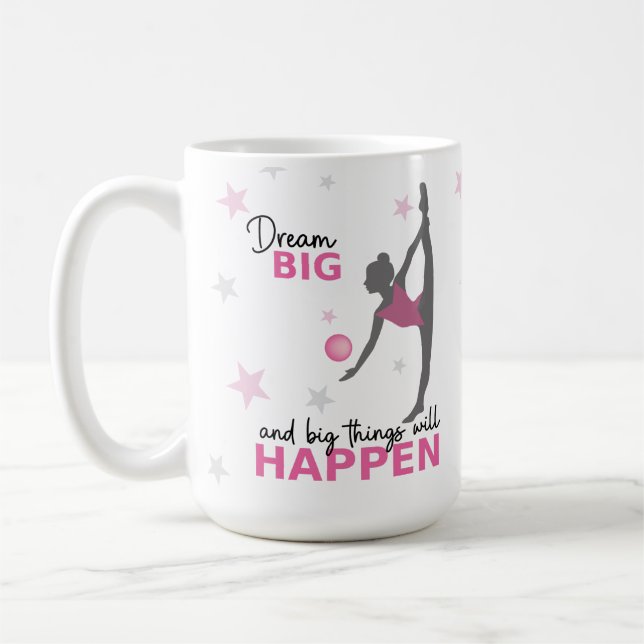Caneca De Café Personalized Rhythmic Gymnast Dream Big Coffee Mug (Esquerda)