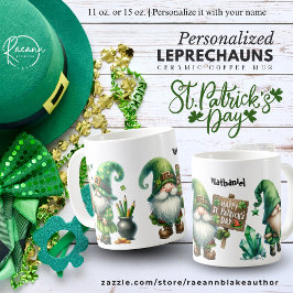 Caneca De Café Personalized St. Patrick's Day Leprechauns Ceramic