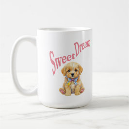 Caneca De Café Personalized "Sweet Dream" Puppy Dog Watercolor Mu