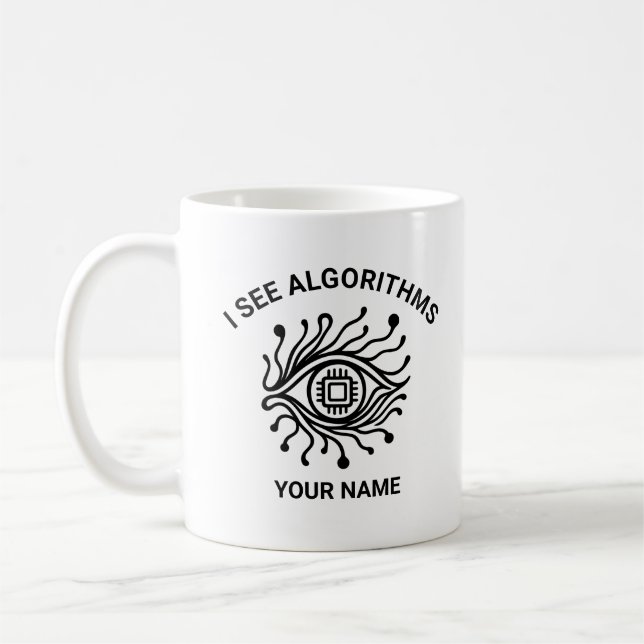Caneca De Café Personalized Tech Mug with Custom Text (Esquerda)