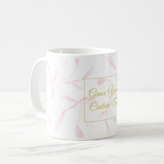Caneca De Café Personalized Text Watercolor Ribbon Pattern Design