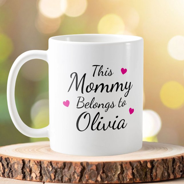 Caneca De Café Personalized This Mommy Belongs To Kid Name (Criador carregado)