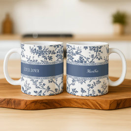 Caneca De Café Personalized Toile De Jouy Mug Custom Name Date