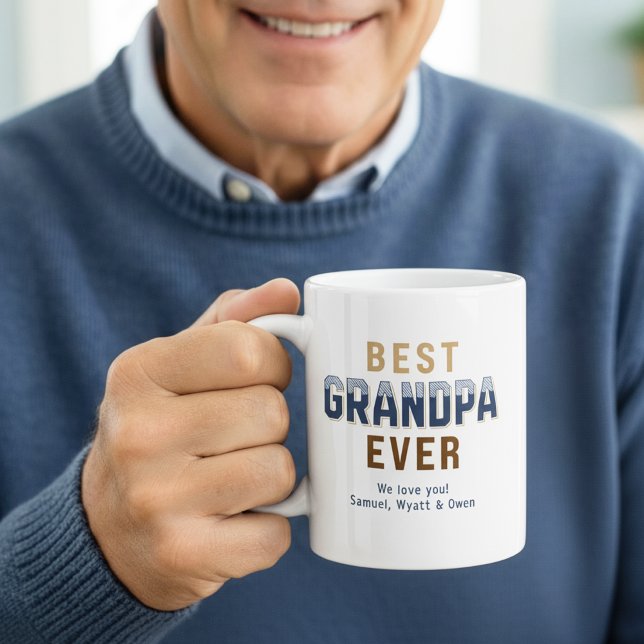 Caneca De Café Personalized Typography Design Best Grandpa Ever  (Criador carregado)