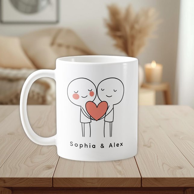 Caneca De Café Personalized Valentine’s Couple Matching  (Criador carregado)