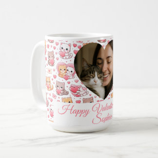 Caneca De Café Personalized Valentine’s Day Cat Mug with Photo 