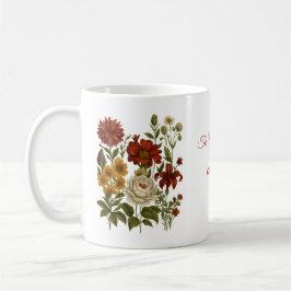 Caneca De Café Personalized Vintage Floral Mug, Custom Name Gift