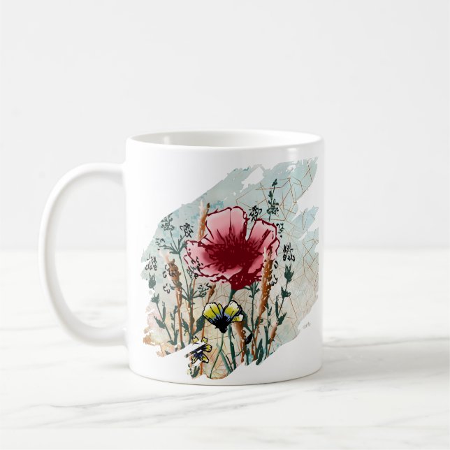 Caneca De Café Personalized Wildflower Paint Splatter  (Esquerda)