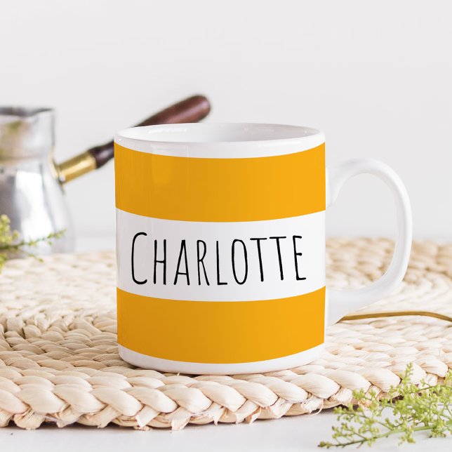 Caneca De Café Personalized With Name Custom Dark Yellow (Criador carregado)