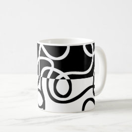 Caneca De Café Persuasão linear I: Abstrato preto e branco