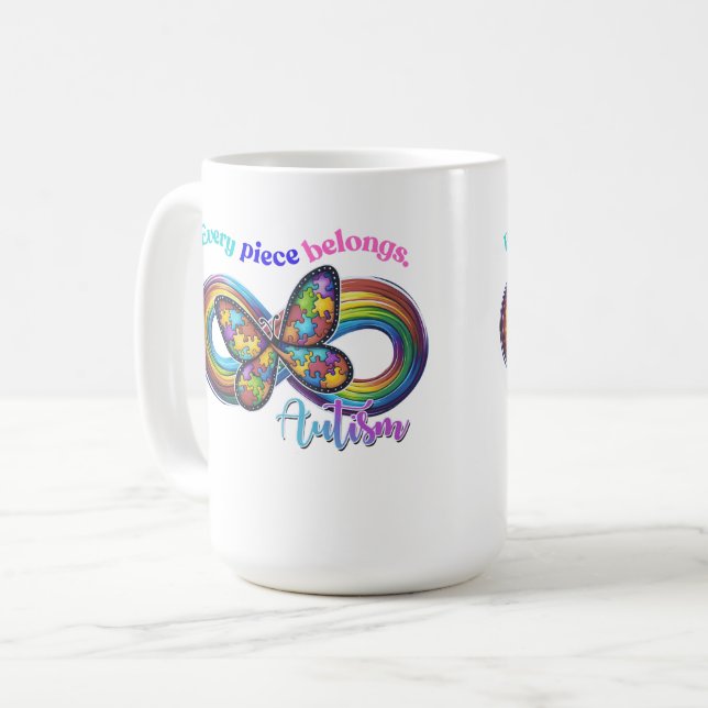 Caneca De Café Pertencendo a cada chip - Autism Quebra-cabeça Mug (Frente Esquerda)