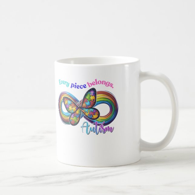 Caneca De Café Pertencendo a cada chip - Autism Quebra-cabeça Mug (Direita)