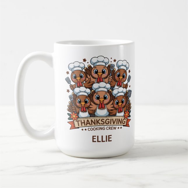 Caneca De Café Perus da Equipe de Culinária do Dia de Ação de Gra (Esquerda)