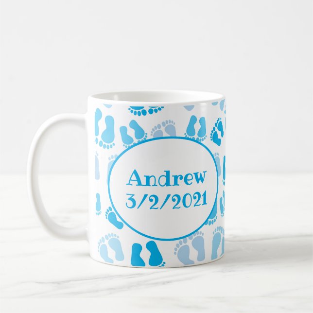 Caneca De Café Pés de bebê menino personalizados (Esquerda)