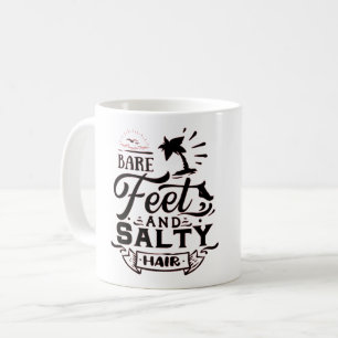 CANECA DE CAFÉ PÉS DESCALÇOS E CABELOS SALGADOS - AMANTE DA PRAIA