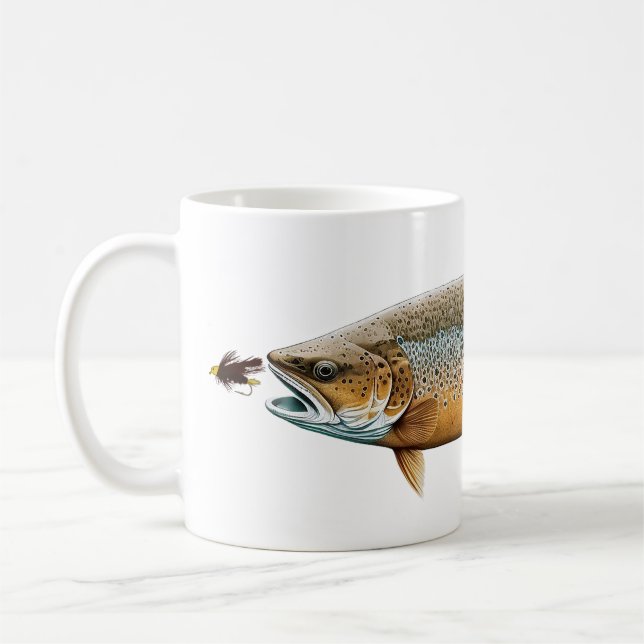 Caneca De Café Pesca de mosca-marrom (Esquerda)