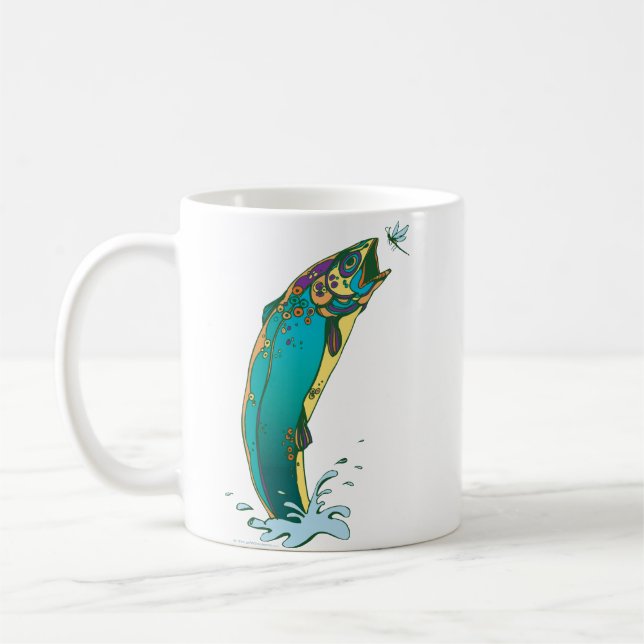 Caneca De Café Pesca de Trutas Psicodélicas (Esquerda)