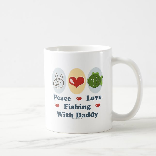 Caneca De Café Pesca do amor da paz com pai (Direita)