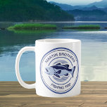 Caneca De Café Pesca Familiar Personalizada Trilha Azul Pescador<br><div class="desc">Personalize esta caneca de pesca da família para o seu pai e irmãos antes de sair no lago para pescar este verão. Um design de pescador azul-marinheiro legal e marinho com um baixo-boca aberto e seu texto ou sobrenome personalizado.</div>