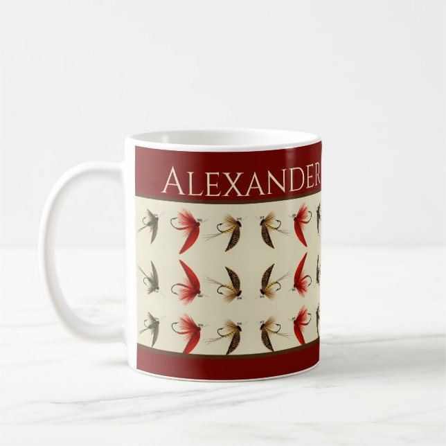 Caneca De Café Pesca Mosca Salmão Russo (Esquerda)