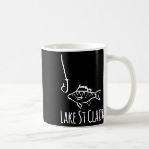 Caneca De Café Pesca no Lago St Clair Michigan Peixe Com Gancho C