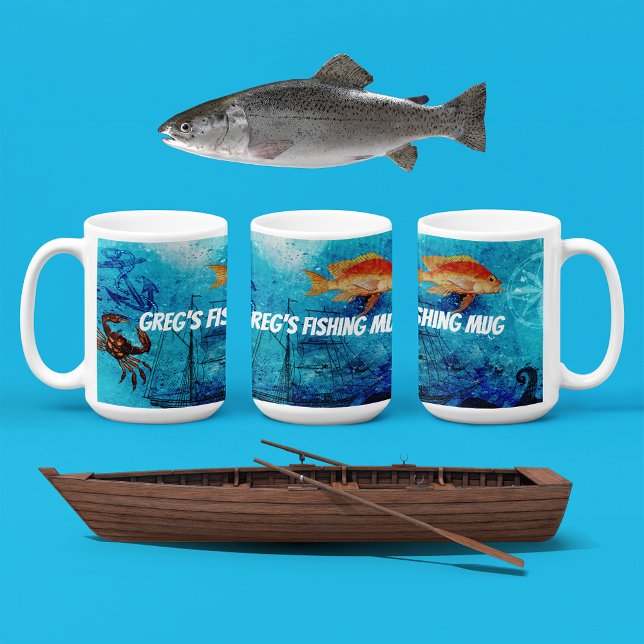 Caneca De Café Pesca Personalizada (Criador carregado)