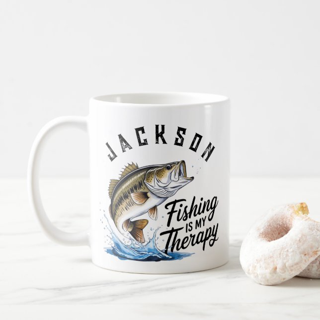 Caneca De Café Pesca personalizada é minha terapia (Com Donut)