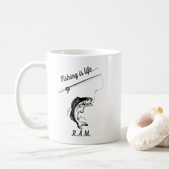 Caneca De Café Pesca Personalizada É Vida (Com Donut)