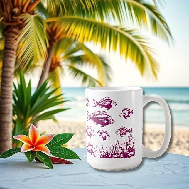 Caneca De Café Pesca Sob A Tendência Do Estilo Dos Pescadores De  (Fishes Fisherman Trend Beach Summer Mug)