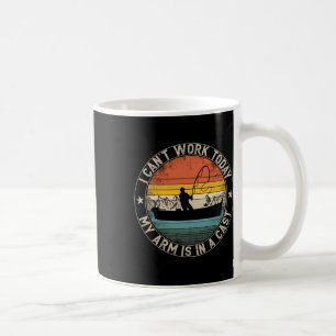Caneca De Café Pesca Vintage Não Posso Trabalhar Hoje Meu Braço E
