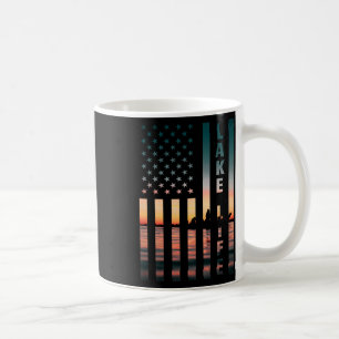 Caneca De Café Pescador da Vida no Lago Pôr do Sol Bandeira Ameri